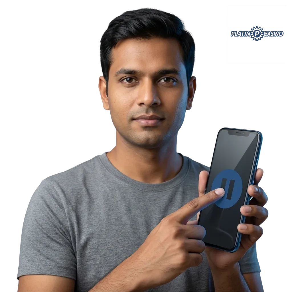 Platin Casino logo with responsible gaming symbols promoting safe gambling and player protection tools